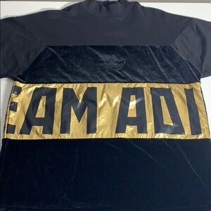 NWT Adidas Sweat Tee Black Gold Mock Neck pullover short sleeve men’s large